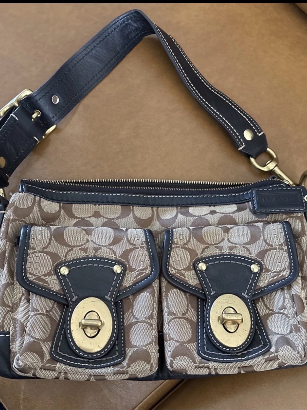 Y2K Coach Legacy 65th Anniversary Brown Monogrammed Double Lock Purse